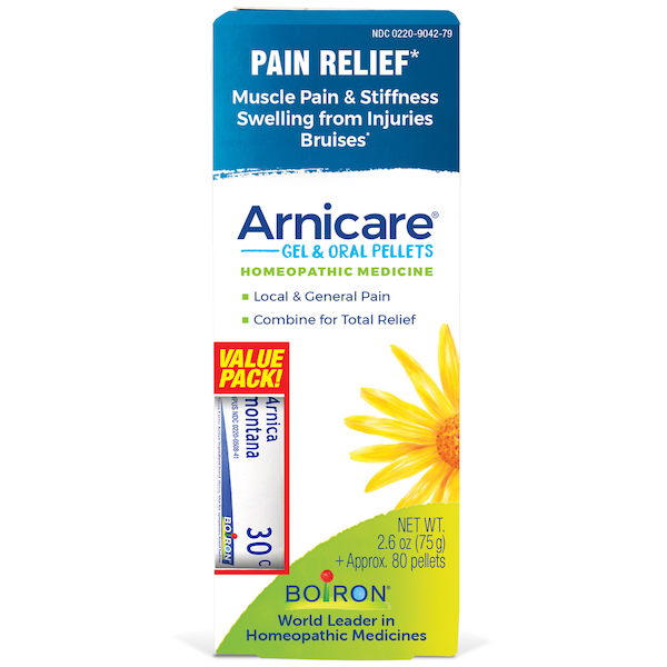 Boiron Arnicare Gel 2.6 oz Value Pack w/ Arnica 30C Blue Tube - Click Image to Close