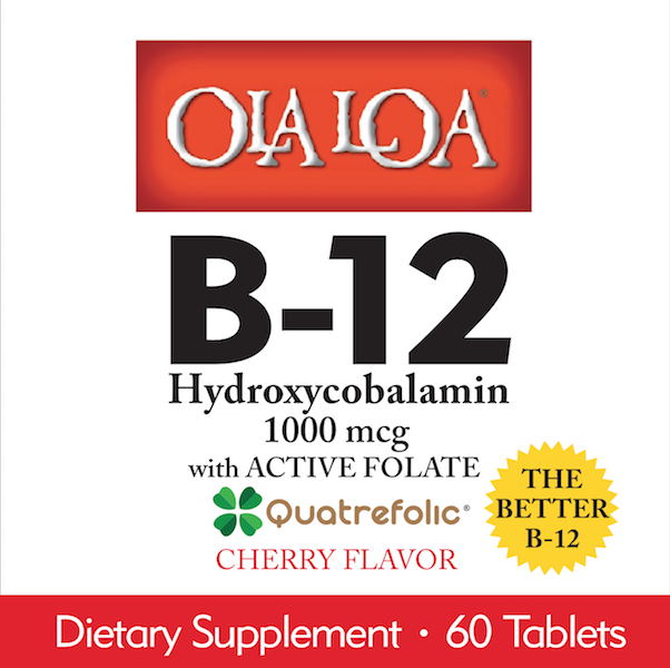 Ola Loa Vitamin B-12 Hydroxycobalamin 1000 mcg with Active Folate The Better B-12 - Click Image to Close