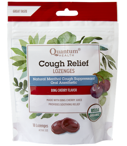 Quantum Health Cough Relief Organic Lozenges Bing Cherry - Click Image to Close