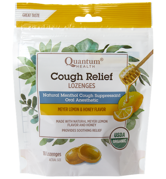 Quantum Health Cough Relief Organic Lozenges Meyer Lemon & Honey - Click Image to Close