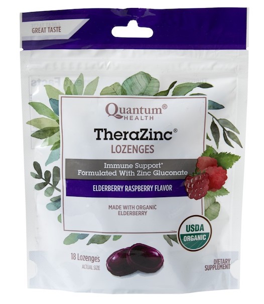 Quantum Health TheraZinc Organic Lozenges Elderberry Raspberry - Click Image to Close