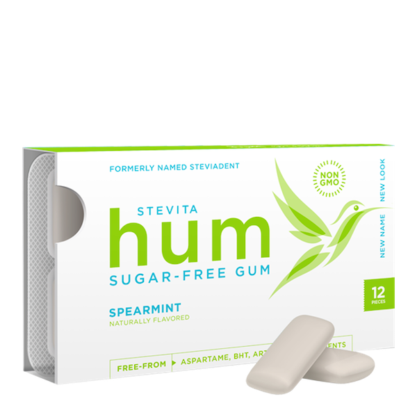 Stevita Hum Sugar-Free Gum Spearmint 12 Pack (formerly SteviaDent) - Click Image to Close