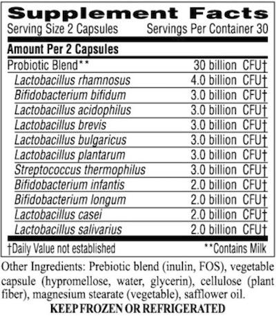 Supplement Facts chart from Nature's Sunshine Eleven Elevated product label