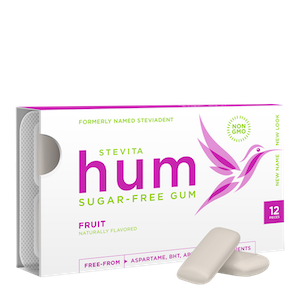 Stevita Hum Sugar-Free Gum Fruit Flavor 12 Pack (formerly SteviaDent)