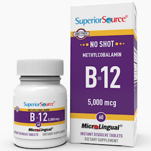 Superior Source Vitamin B-12 No Shot Methylcobalamin 5000 mcg MicroLingual Instant Dissolve Tablets